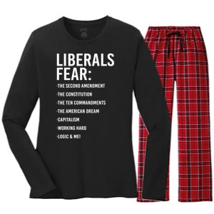 Liberals Fear Conservative Republican Women's Long Sleeve Flannel Pajama Set 