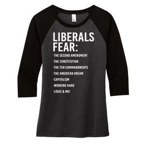 Liberals Fear Conservative Republican Women's Tri-Blend 3/4-Sleeve Raglan Shirt