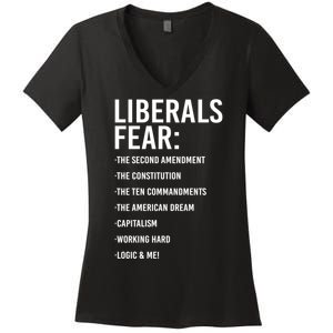 Liberals Fear Conservative Republican Women's V-Neck T-Shirt