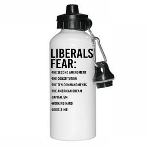 Liberals Fear Conservative Republican Aluminum Water Bottle