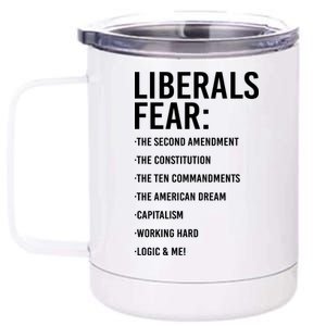 Liberals Fear Conservative Republican 12 oz Stainless Steel Tumbler Cup