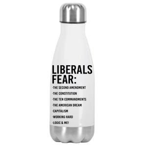 Liberals Fear Conservative Republican Stainless Steel Insulated Water Bottle