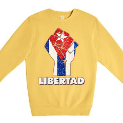 Libertad Cuba Cuban Flag Protest Fist Premium Crewneck Sweatshirt