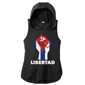 Libertad Cuba Cuban Flag Protest Fist Ladies PosiCharge Tri-Blend Wicking Draft Hoodie Tank