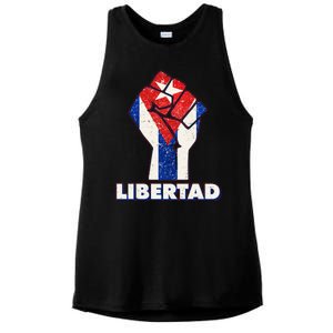 Libertad Cuba Cuban Flag Protest Fist Ladies PosiCharge Tri-Blend Wicking Tank