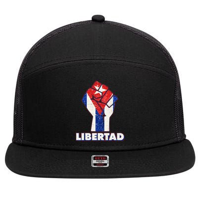 Libertad Cuba Cuban Flag Protest Fist 7 Panel Mesh Trucker Snapback Hat