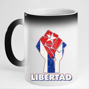 Libertad Cuba Cuban Flag Protest Fist 11oz Black Color Changing Mug