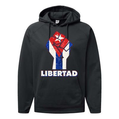 Libertad Cuba Cuban Flag Protest Fist Performance Fleece Hoodie