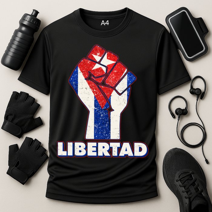 Libertad Cuba Cuban Flag Protest Fist Performance Shirt