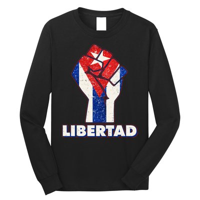 Libertad Cuba Cuban Flag Protest Fist Long Sleeve Shirt