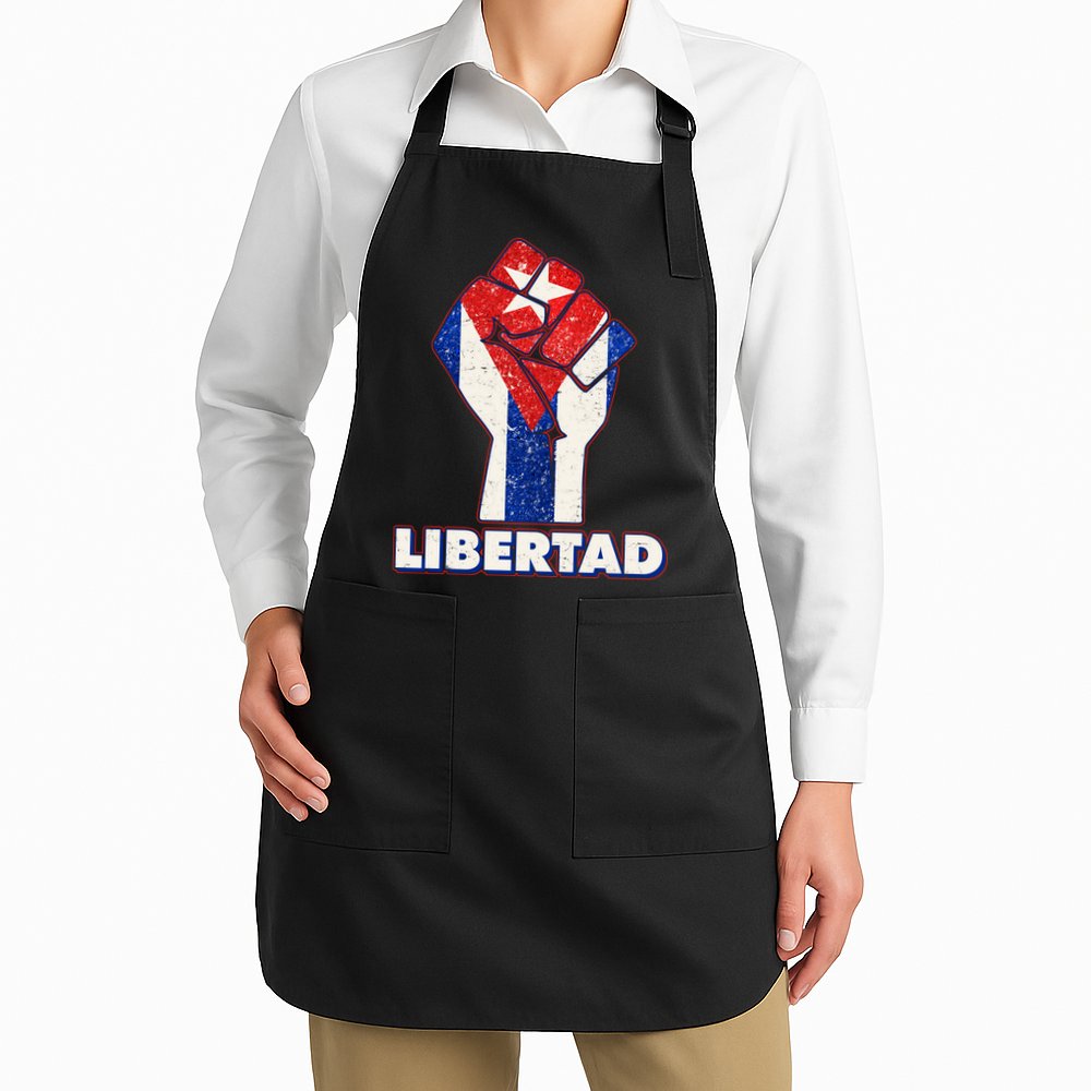 Libertad Cuba Cuban Flag Protest Fist Apron