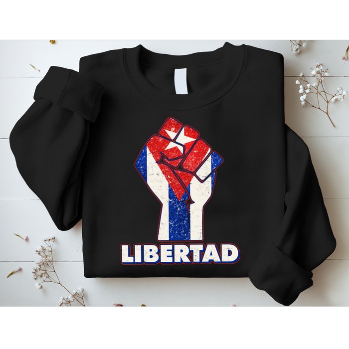 Libertad Cuba Cuban Flag Protest Fist Sweatshirt
