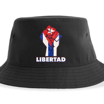 Libertad Cuba Cuban Flag Protest Fist Sustainable Bucket Hat