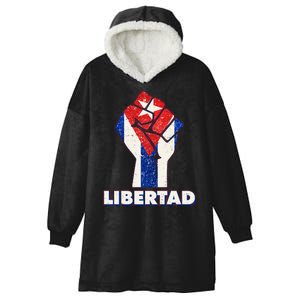 Libertad Cuba Cuban Flag Protest Fist Hooded Wearable Blanket