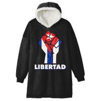 Libertad Cuba Cuban Flag Protest Fist Hooded Wearable Blanket