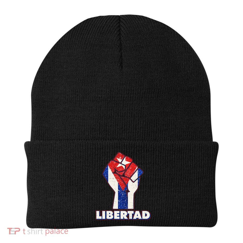 Libertad Cuba Cuban Flag Protest Fist Knit Cap Winter Beanie