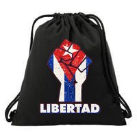 Libertad Cuba Cuban Flag Protest Fist Drawstring Bag