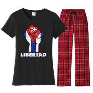 Libertad Cuba Cuban Flag Protest Fist Women's Flannel Pajama Set