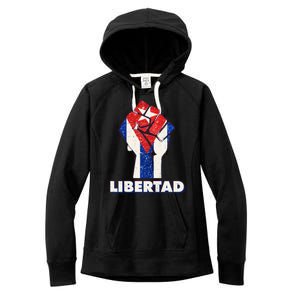 Libertad Cuba Cuban Flag Protest Fist Women's Fleece Hoodie