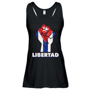 Libertad Cuba Cuban Flag Protest Fist Ladies Essential Flowy Tank