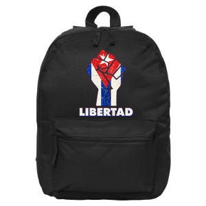 Libertad Cuba Cuban Flag Protest Fist 16 in Basic Backpack