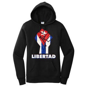 Libertad Cuba Cuban Flag Protest Fist Women's Pullover Hoodie