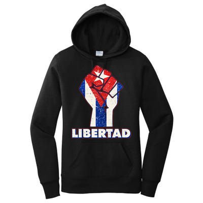 Libertad Cuba Cuban Flag Protest Fist Women's Pullover Hoodie
