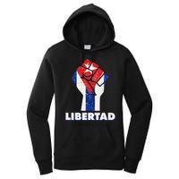 Libertad Cuba Cuban Flag Protest Fist Women's Pullover Hoodie