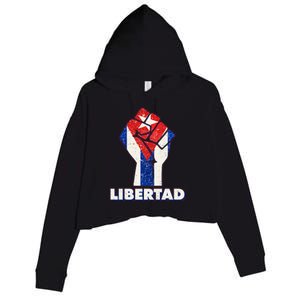 Libertad Cuba Cuban Flag Protest Fist Crop Fleece Hoodie