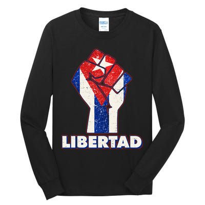 Libertad Cuba Cuban Flag Protest Fist Tall Long Sleeve T-Shirt