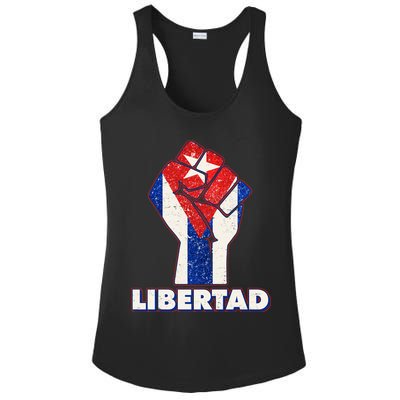 Libertad Cuba Cuban Flag Protest Fist Ladies PosiCharge Competitor Racerback Tank