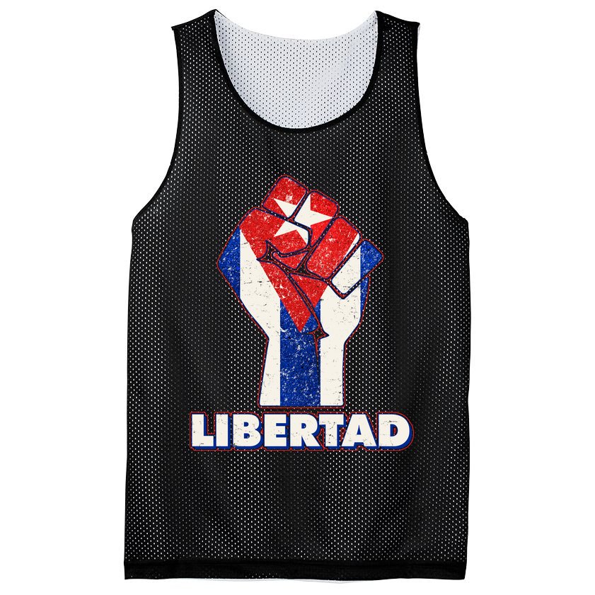 Libertad Cuba Cuban Flag Protest Fist Mesh Reversible Basketball Jersey Tank