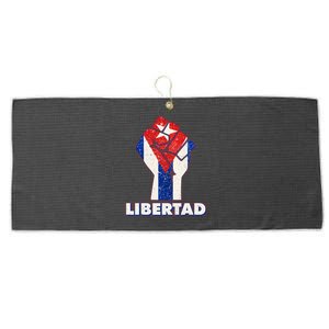 Libertad Cuba Cuban Flag Protest Fist Large Microfiber Waffle Golf Towel