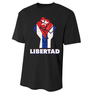 Libertad Cuba Cuban Flag Protest Fist Performance Sprint T-Shirt