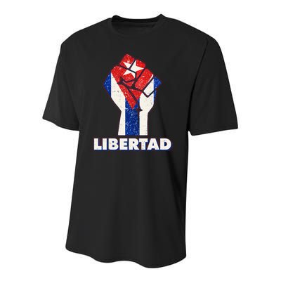 Libertad Cuba Cuban Flag Protest Fist Youth Performance Sprint T-Shirt