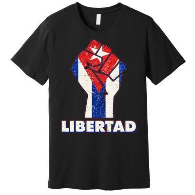 Libertad Cuba Cuban Flag Protest Fist Premium T-Shirt