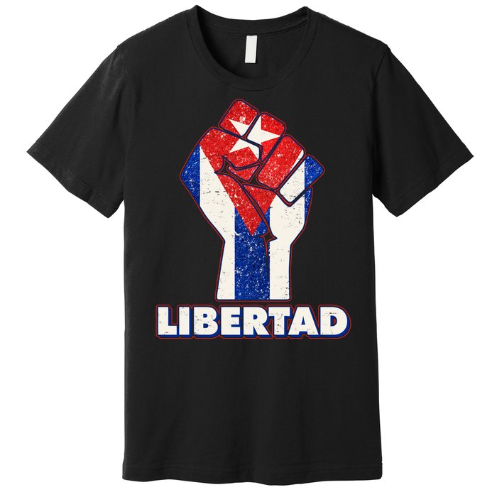 Libertad Cuba Cuban Flag Protest Fist Premium T-Shirt