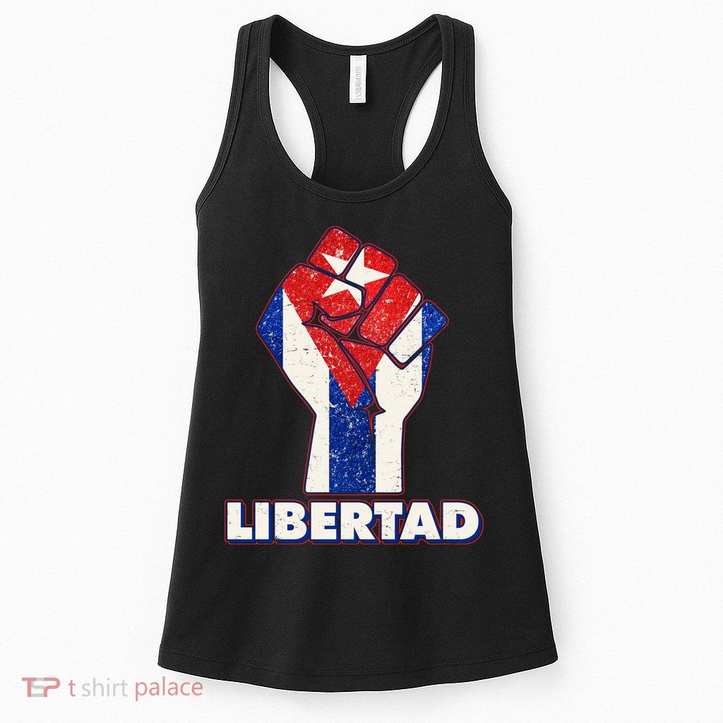 Libertad Cuba Cuban Flag Protest Fist Womens Tank Top
