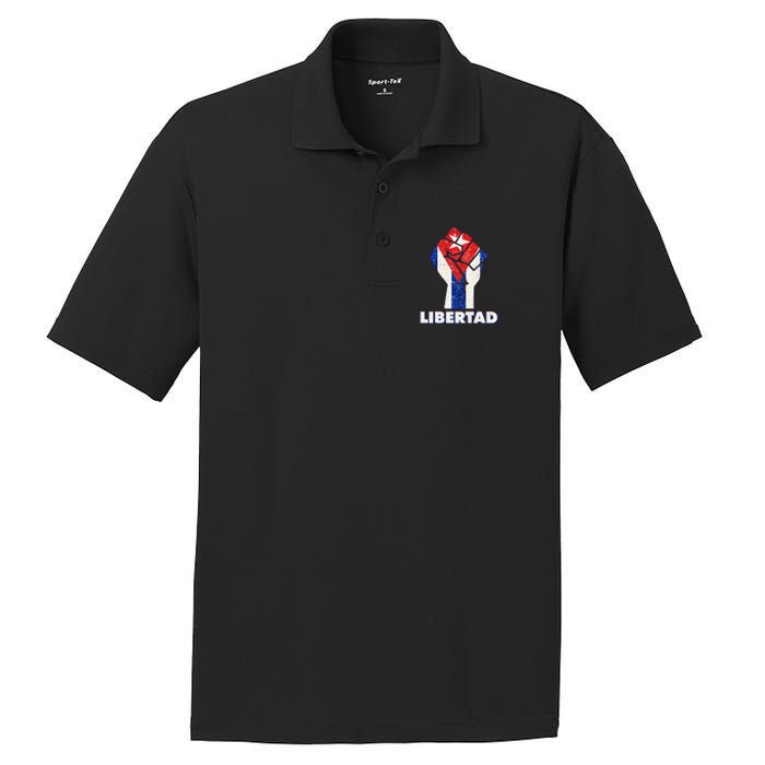 Libertad Cuba Cuban Flag Protest Fist PosiCharge RacerMesh Polo