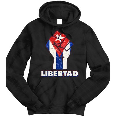 Libertad Cuba Cuban Flag Protest Fist Tie Dye Hoodie