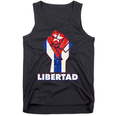 Libertad Cuba Cuban Flag Protest Fist Tank Top