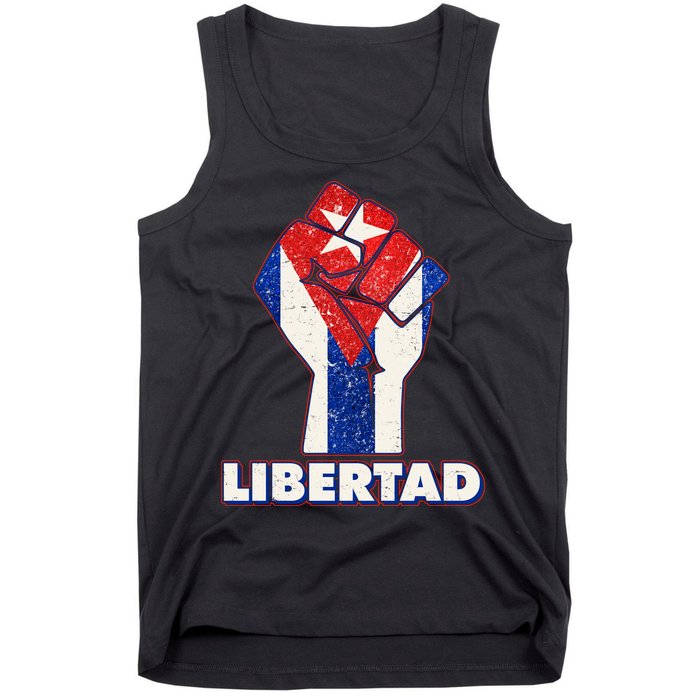 Libertad Cuba Cuban Flag Protest Fist Tank Top