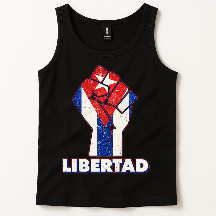 Libertad Cuba Cuban Flag Protest Fist Tank Top