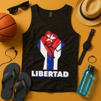 Libertad Cuba Cuban Flag Protest Fist Tank Top