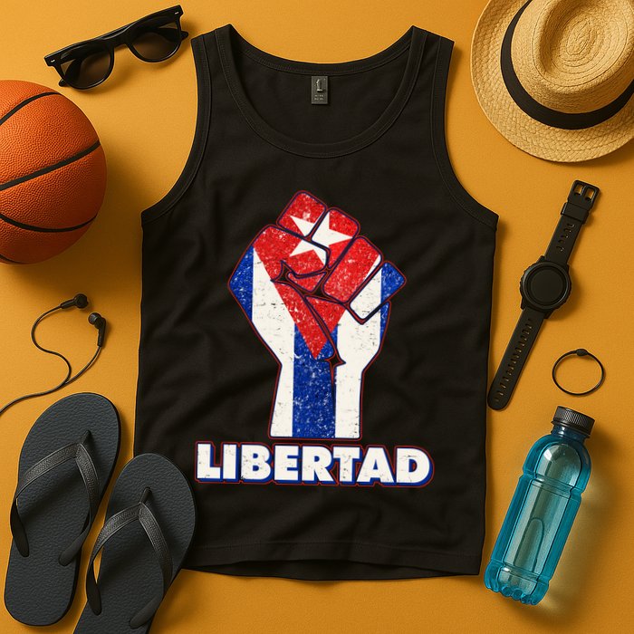 Libertad Cuba Cuban Flag Protest Fist Tank Top