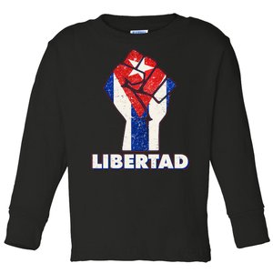 Libertad Cuba Cuban Flag Protest Fist Toddler Long Sleeve Shirt