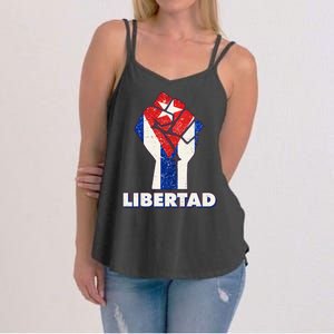 Libertad Cuba Cuban Flag Protest Fist Women's Strappy Tank