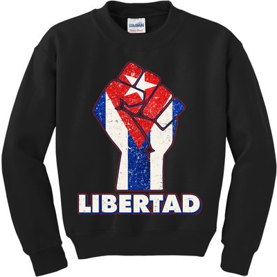 Libertad Cuba Cuban Flag Protest Fist Kids Sweatshirt