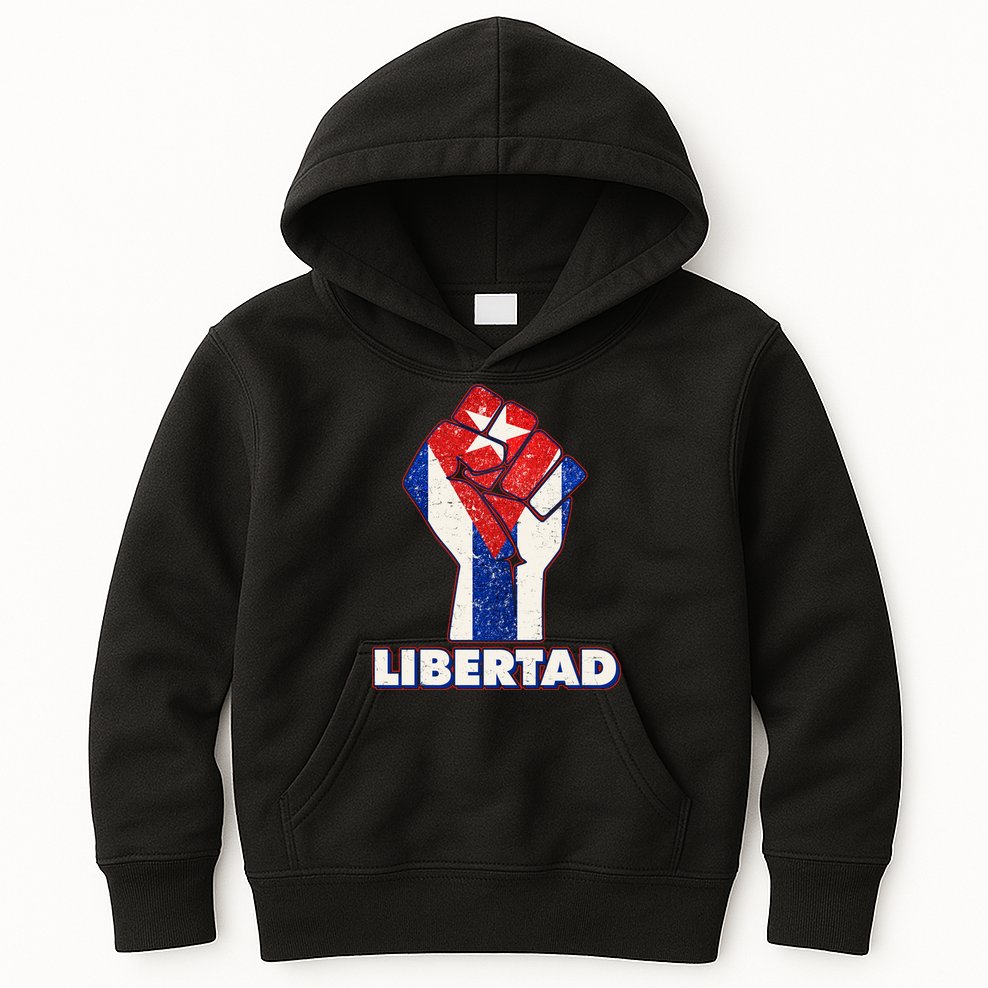 Libertad Cuba Cuban Flag Protest Fist Kids Hoodie