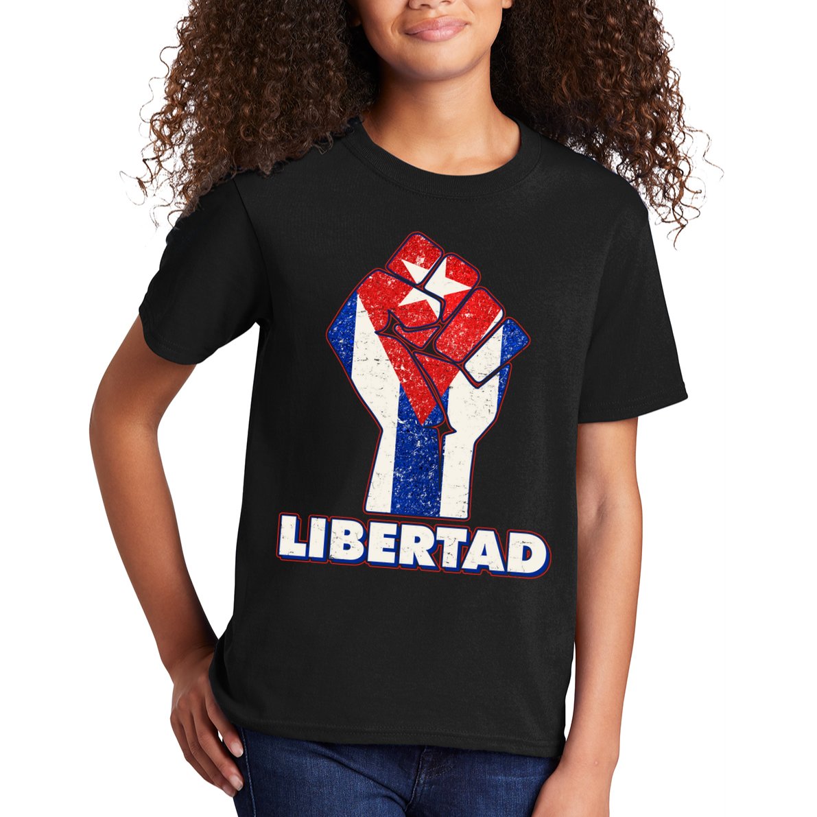 Libertad Cuba Cuban Flag Protest Fist Kids T-Shirt